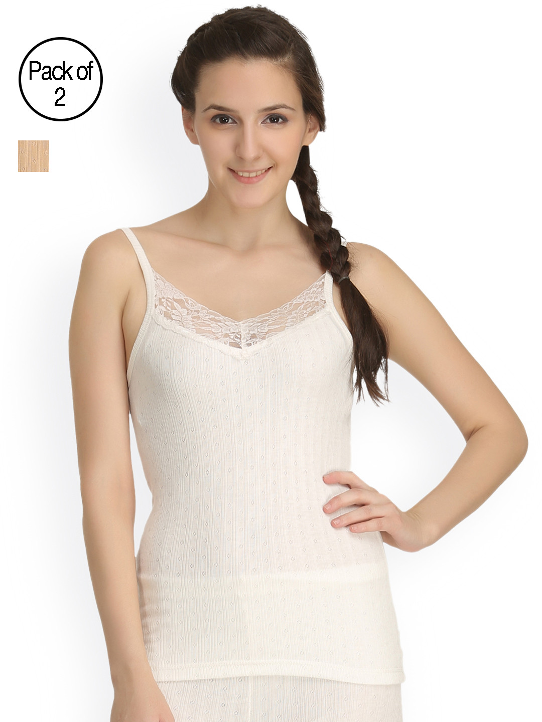

Kanvin Pack of 2 Thermal Tops NEW2120OW2120SK, Off white