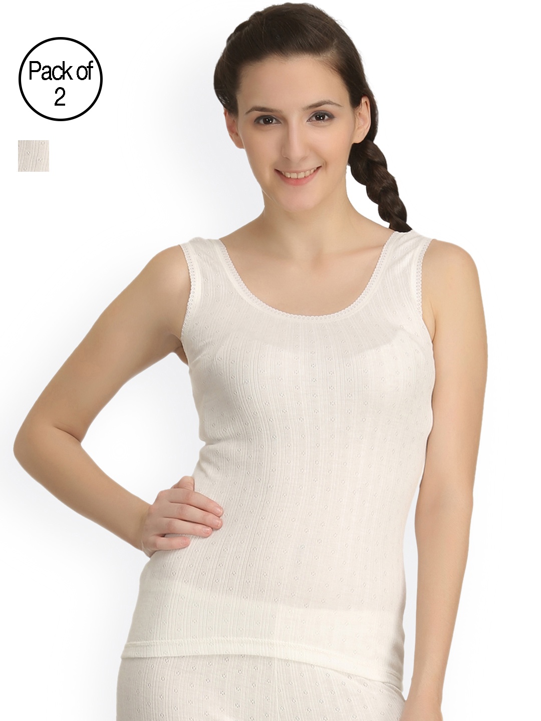 

Kanvin Pack of 2 Thermal Tops NEW2130OW2130, Off white