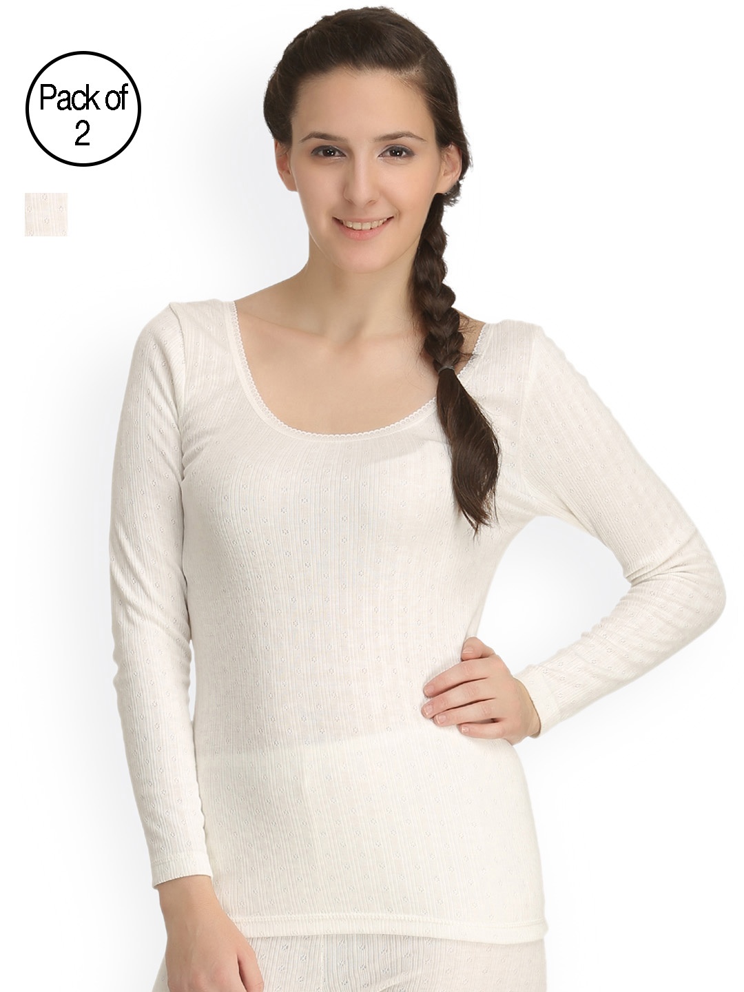 

Kanvin Pack of 2 Thermal Tops NEW2150OW2150, Off white
