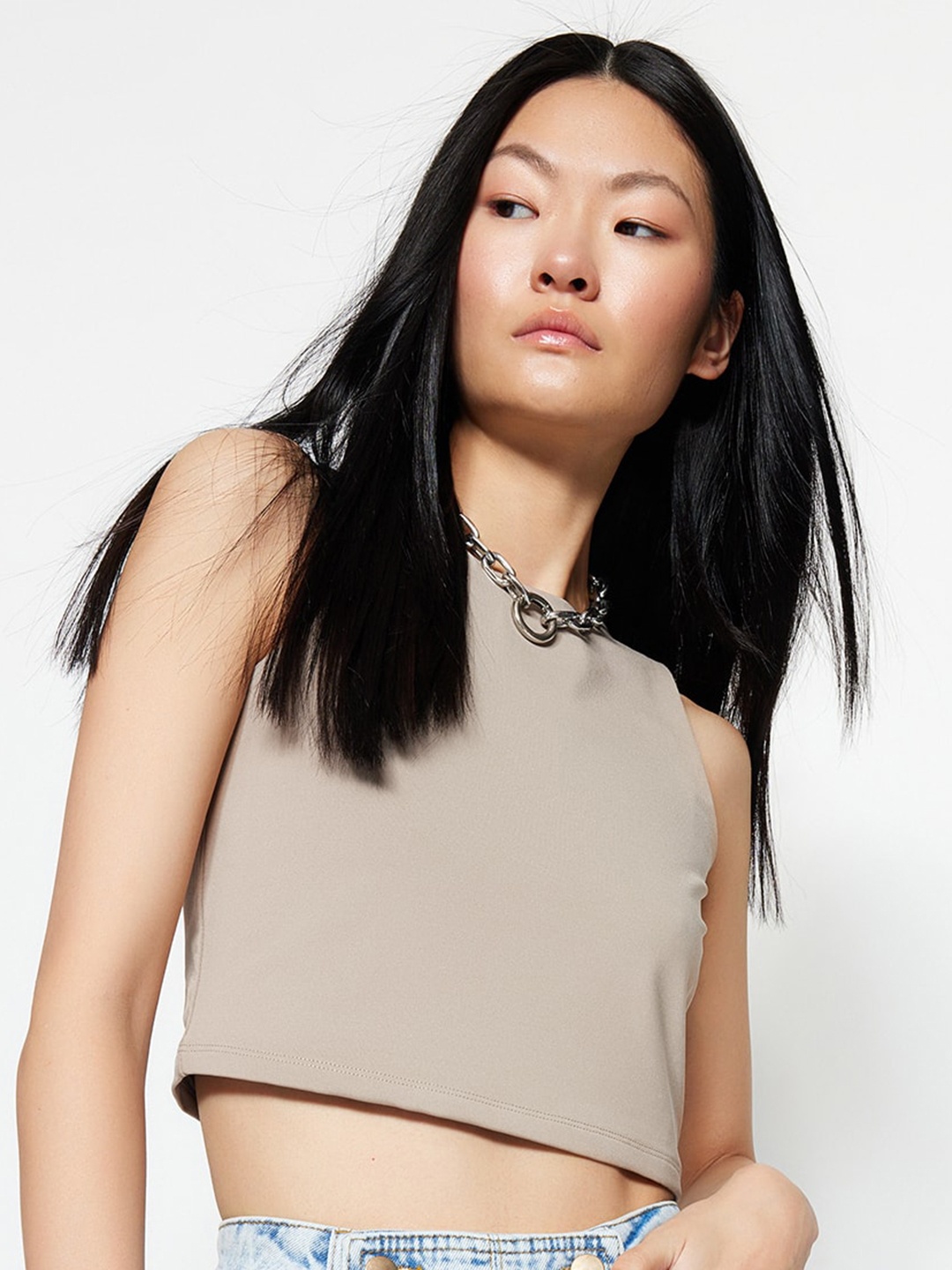 

Trendyol Sleeveless Crop Top, Beige