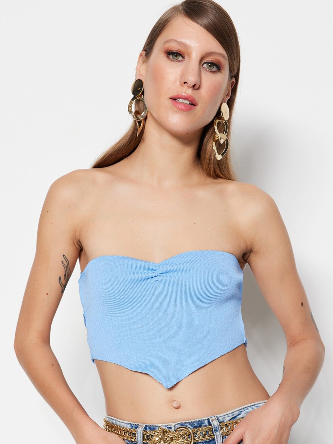 

Trendyol Strapless Crop Top, Blue