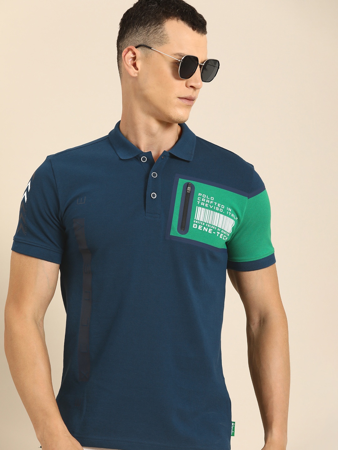 

United Colors of Benetton Polo Collar Pure Cotton T-shirt, Navy blue