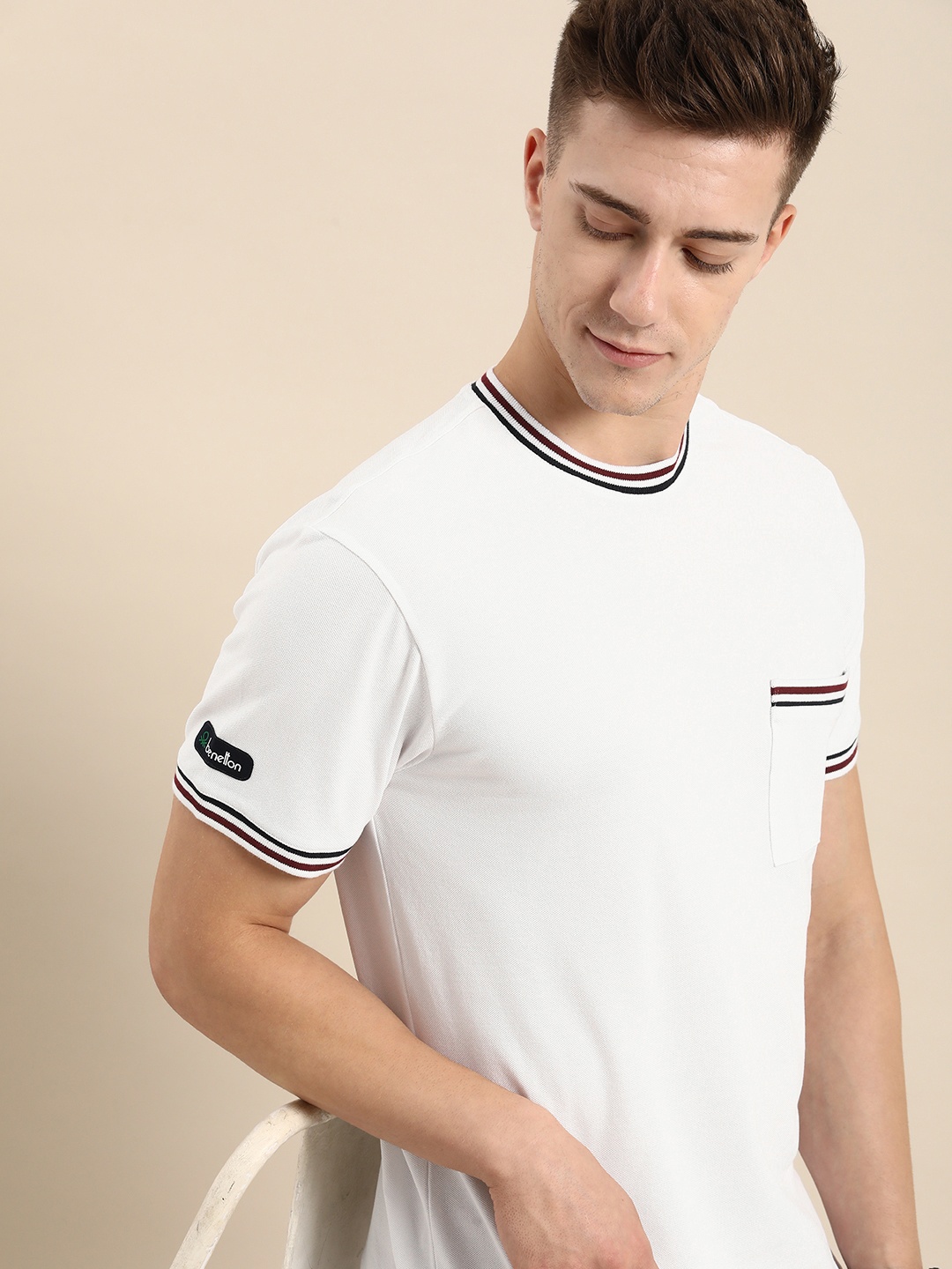 

United Colors of Benetton Round Pocket T-shirt, White