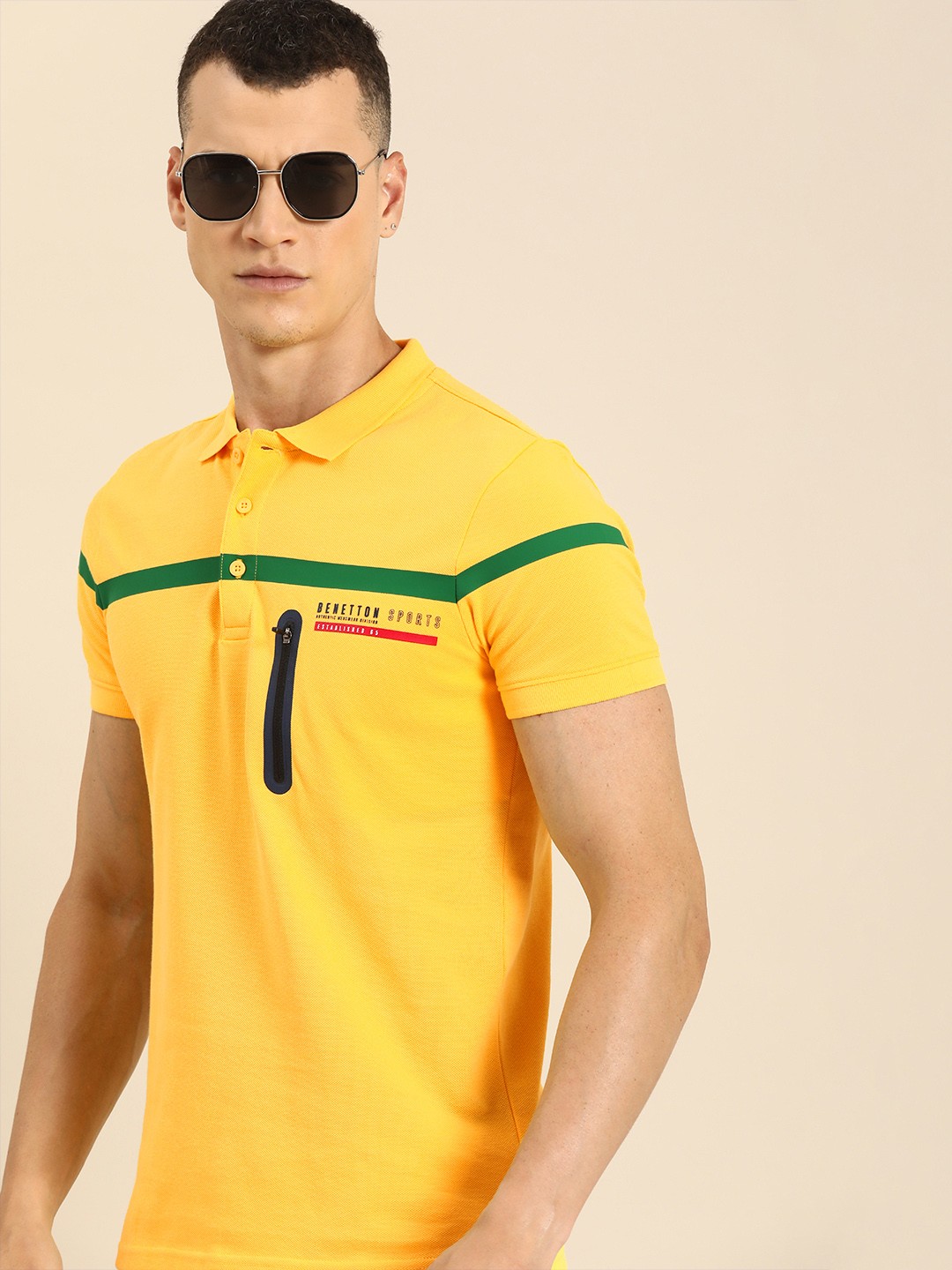 

United Colors of Benetton Polo Collar Pure Cotton T-shirt, Yellow
