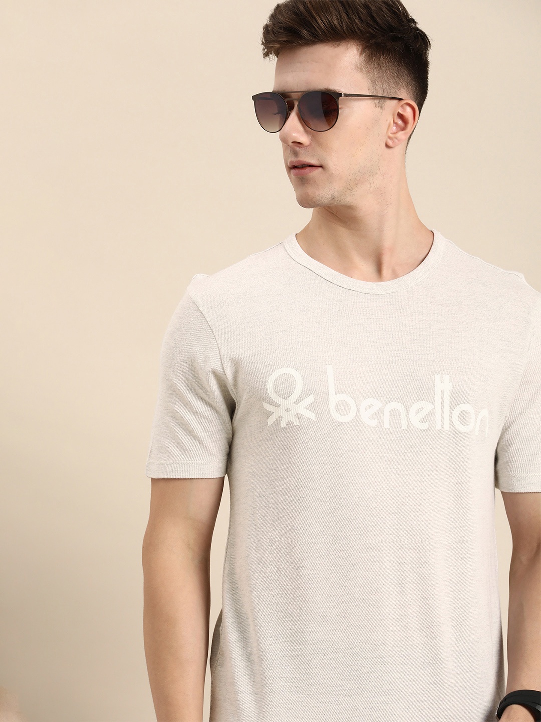 

United Colors of Benetton Printed Pure Cotton T-shirt, Grey