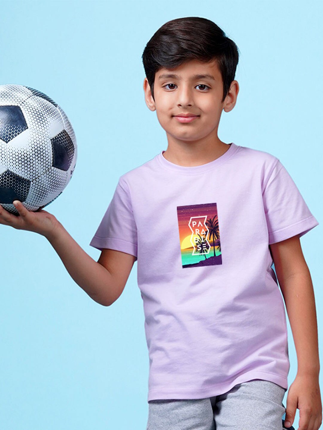 

NUSYL Boys Printed Round Neck T-shirt, Purple