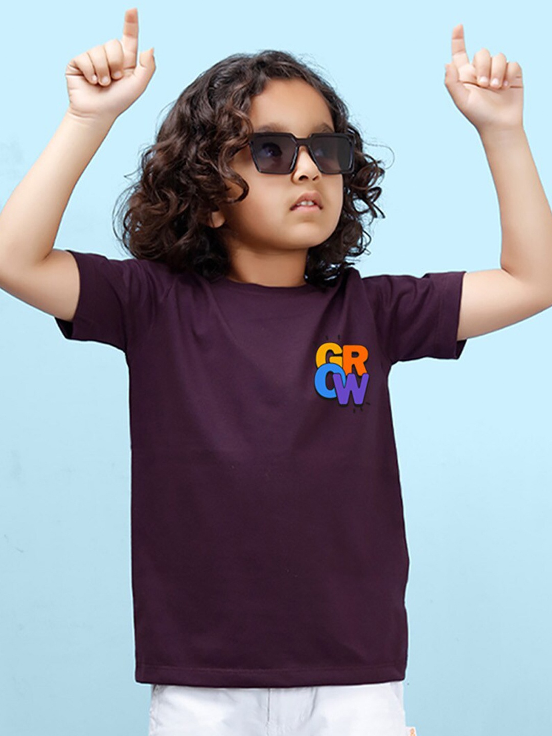 

NUSYL Boys Typography Printed Round Neck T-shirt, Purple