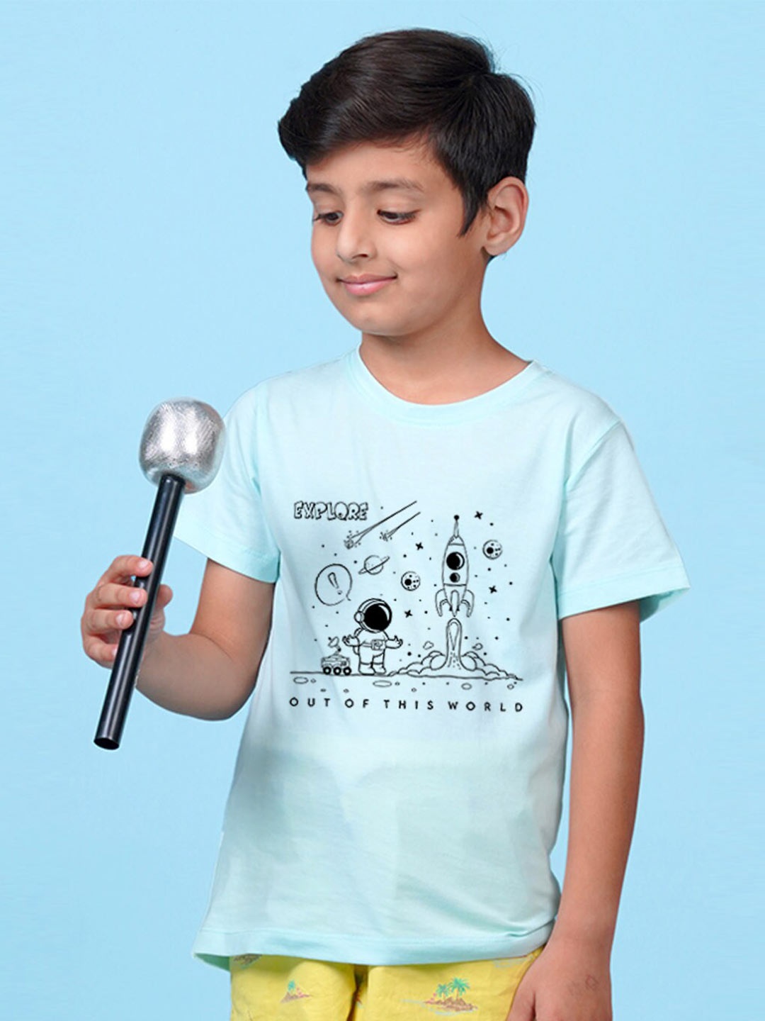 

NUSYL Boys Graphic Printed Cotton T-shirt, Blue