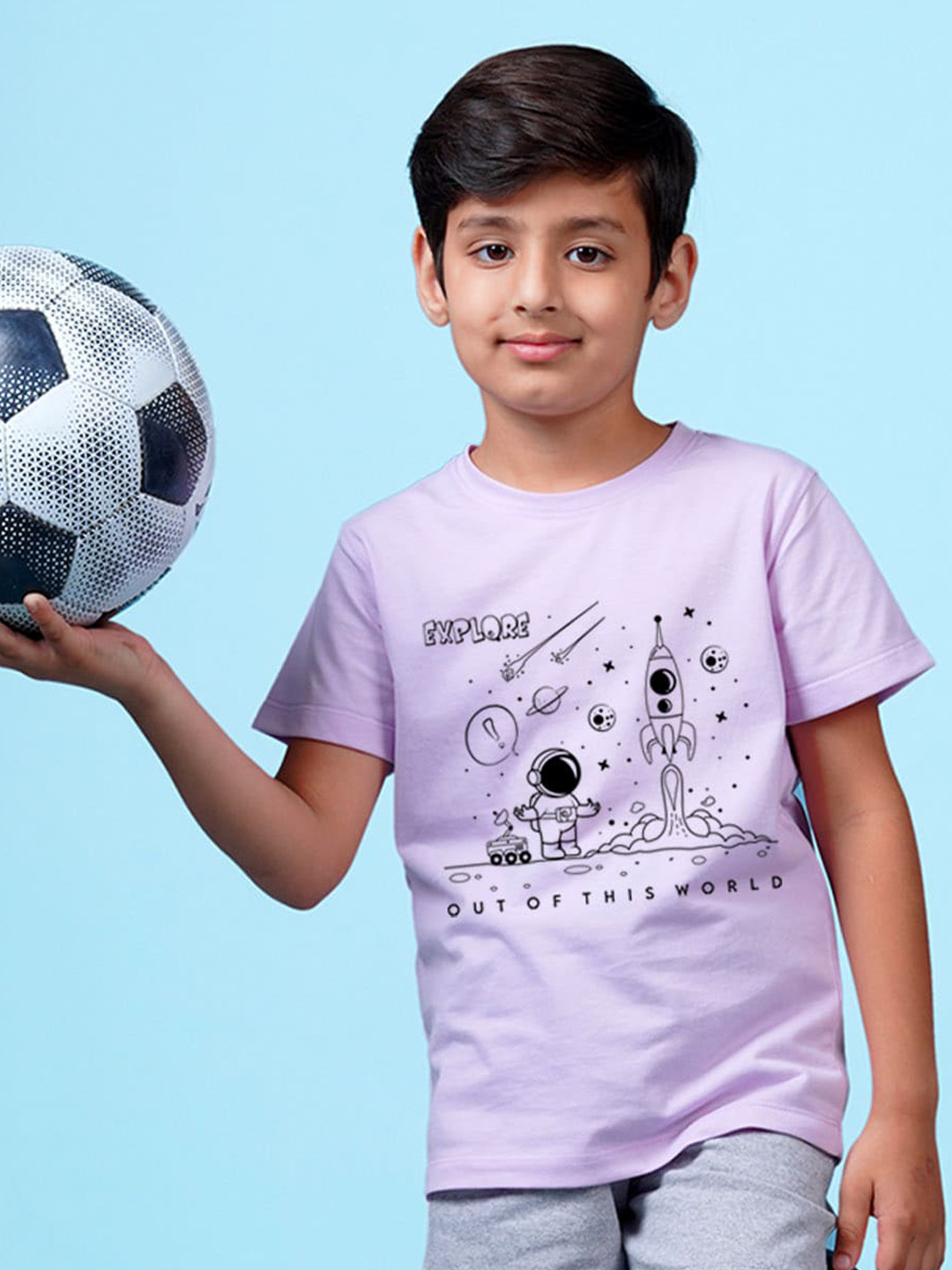 

NUSYL Boys Graphic Printed Round Neck T-shirt, Purple
