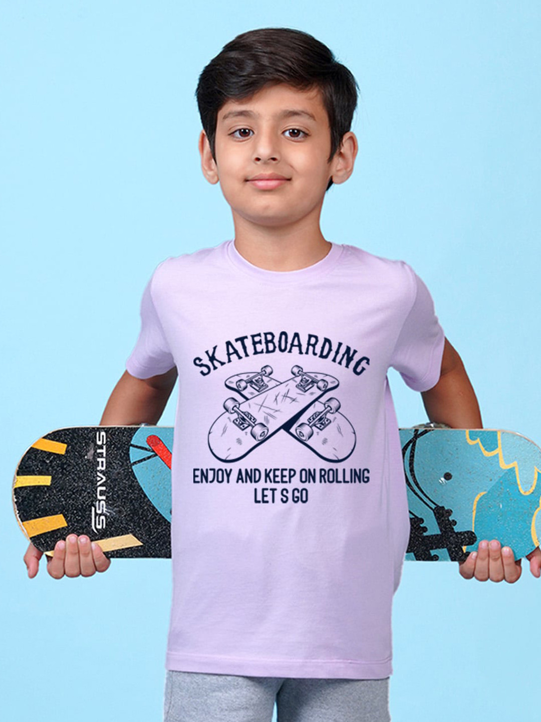 

NUSYL Boys Typography Printed T-shirt, Purple