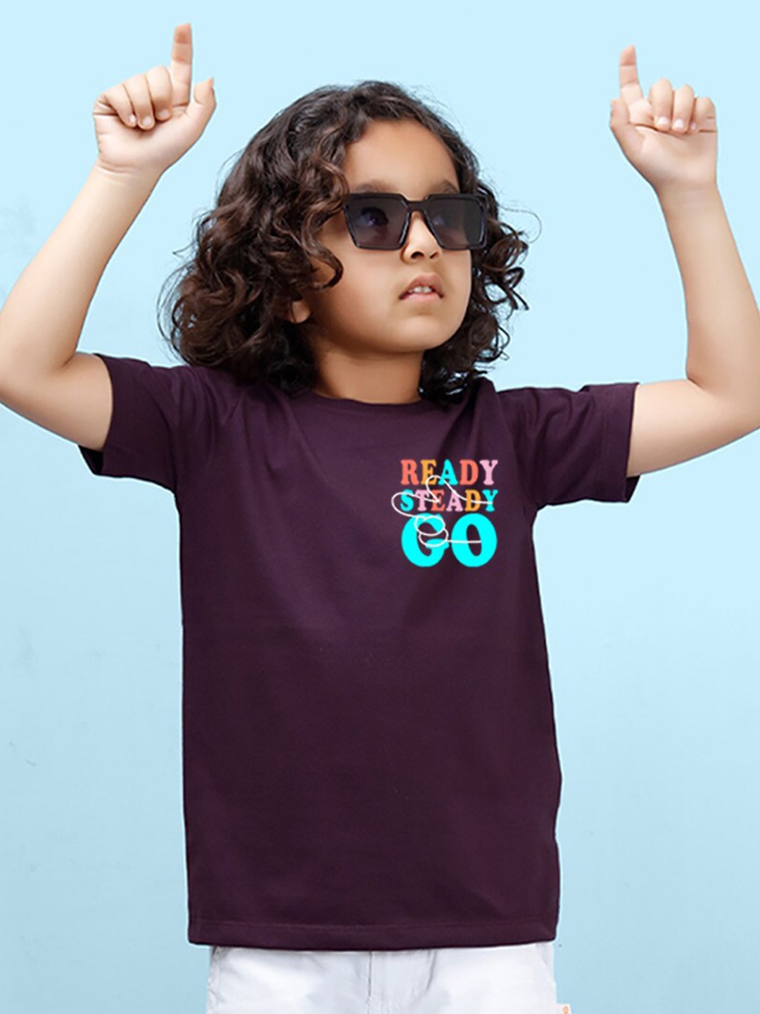 

NUSYL Boys Typography Printed Round Neck T-shirt, Purple