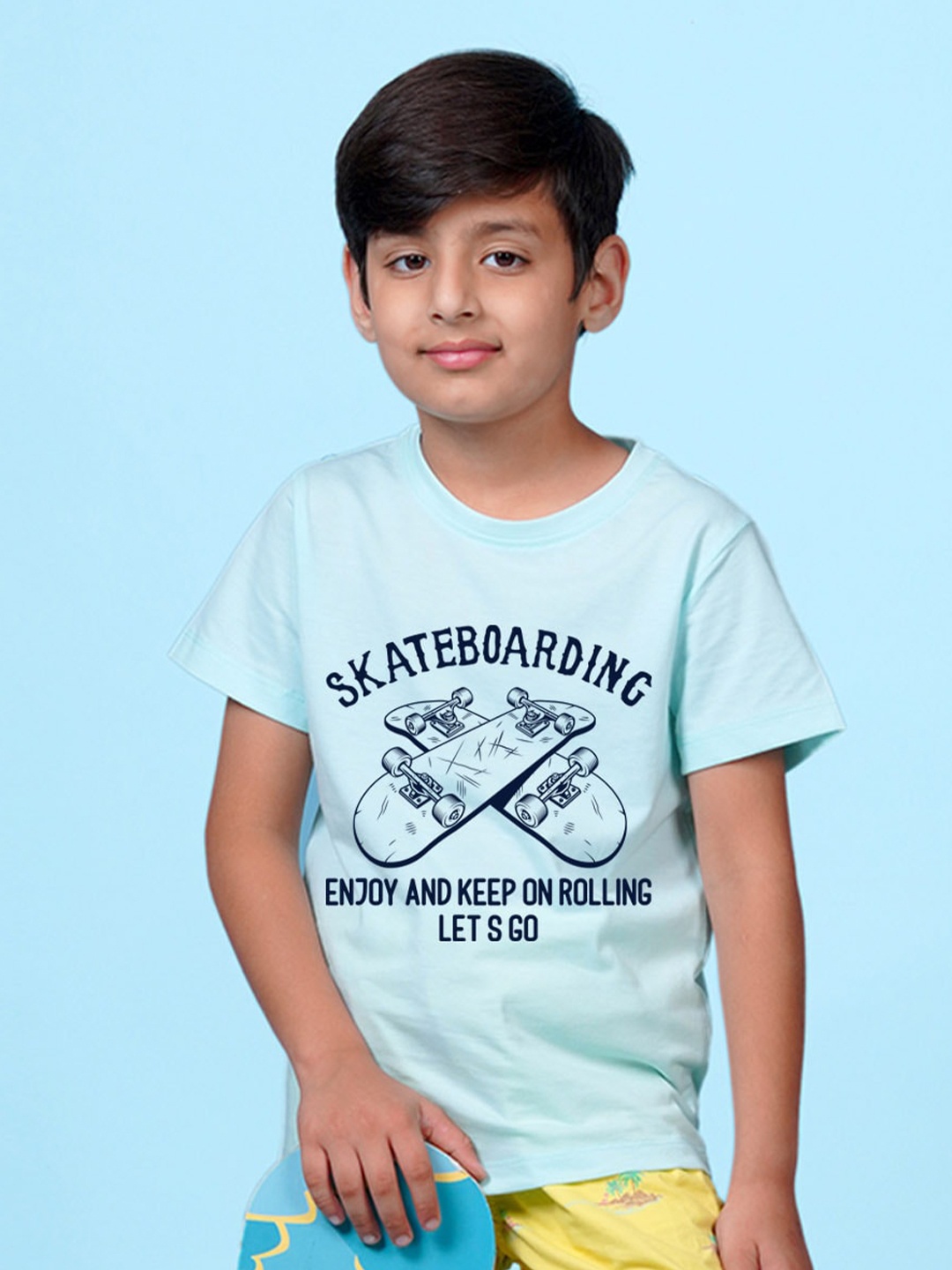 

NUSYL Boys Typography Printed T-shirt, Blue