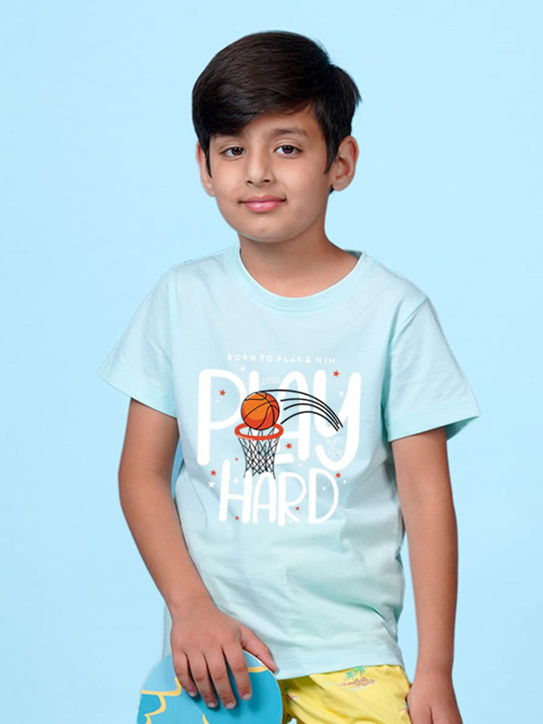 

NUSYL Boys Typography Printed Round Neck T-shirt, Blue