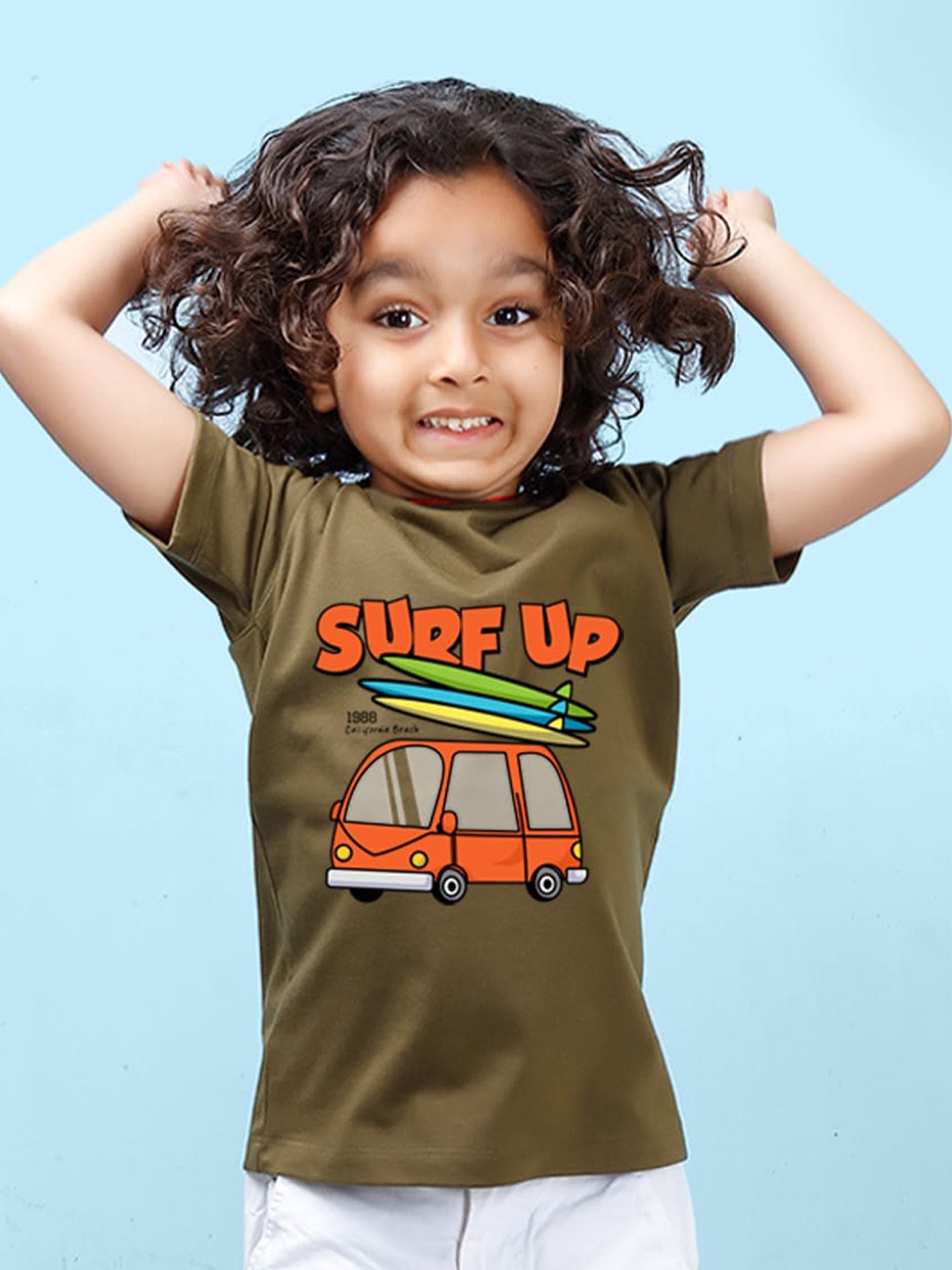 

NUSYL Boys Graphic Printed Round Neck T-shirt, Green