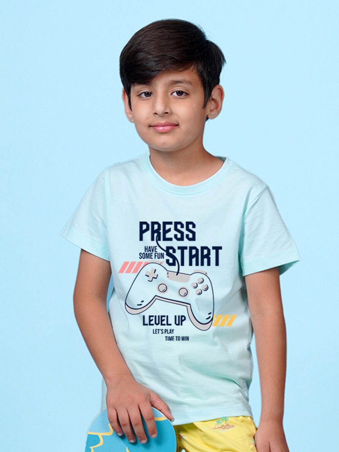 

NUSYL Boys Typography Printed Round Neck T-shirt, Blue