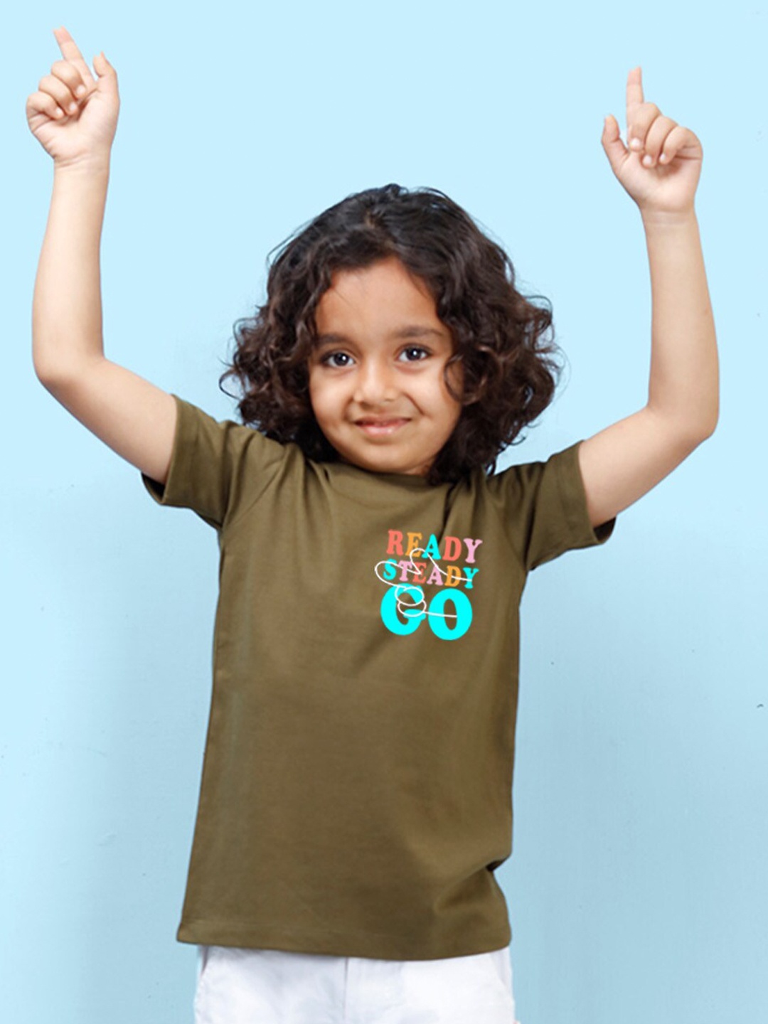 

NUSYL Boys Typography Printed Round Neck T-shirt, Olive