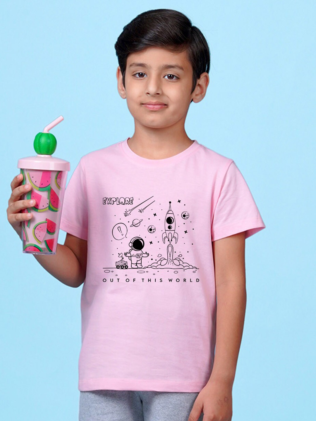 

NUSYL Boys Conversational Printed T-shirt, Pink