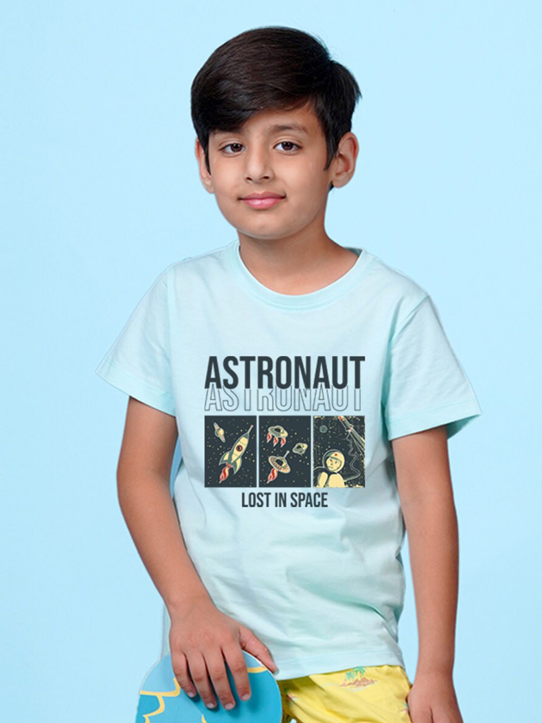 

NUSYL Boys Typography Printed Round Neck T-shirt, Blue