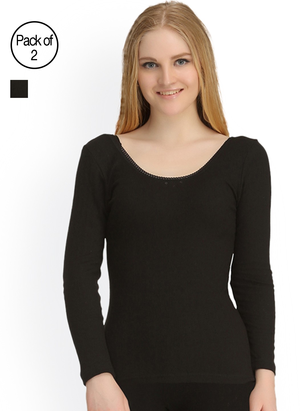 

Kanvin Pack of 2 Thermal Tops NEW2150BK2150, Black