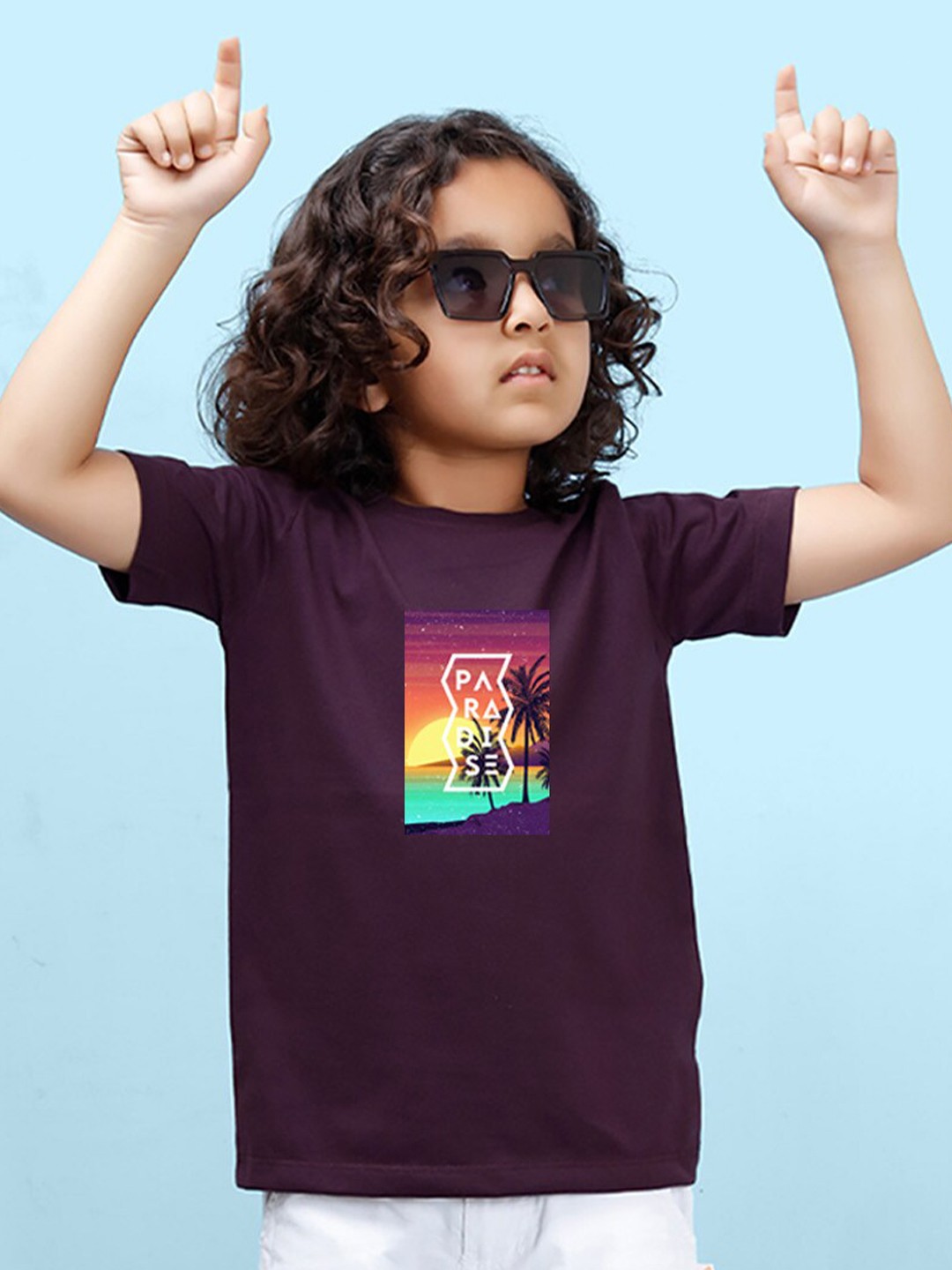 

NUSYL Boys Graphic Printed Round Neck T-shirt, Purple