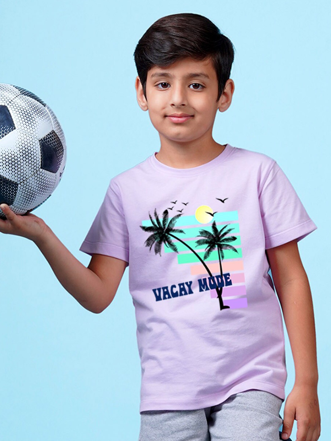 

NUSYL Boys Printed Round Neck T-shirt, Purple