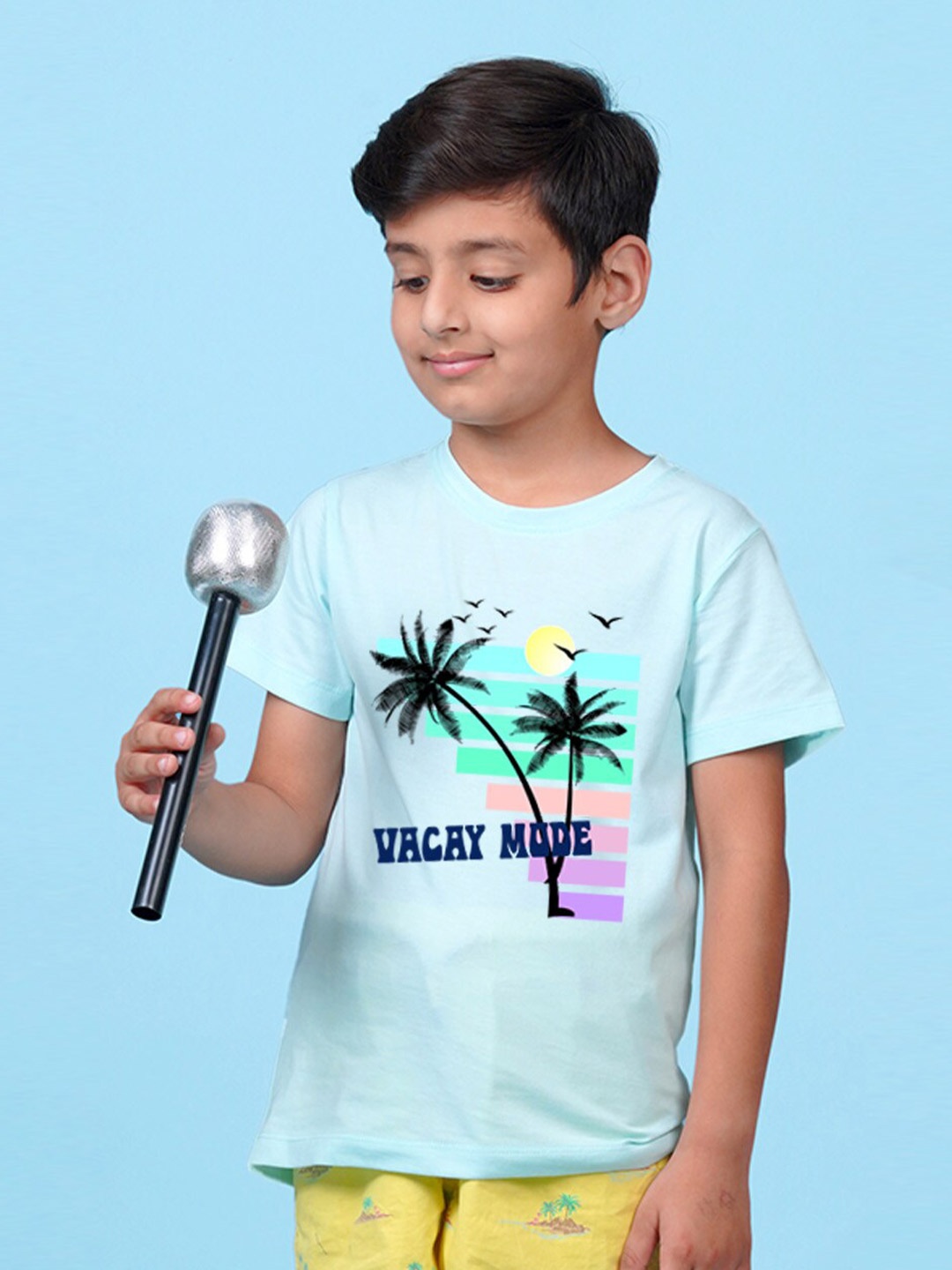 

NUSYL Boys Tropical Print Round Neck T-shirt, Blue