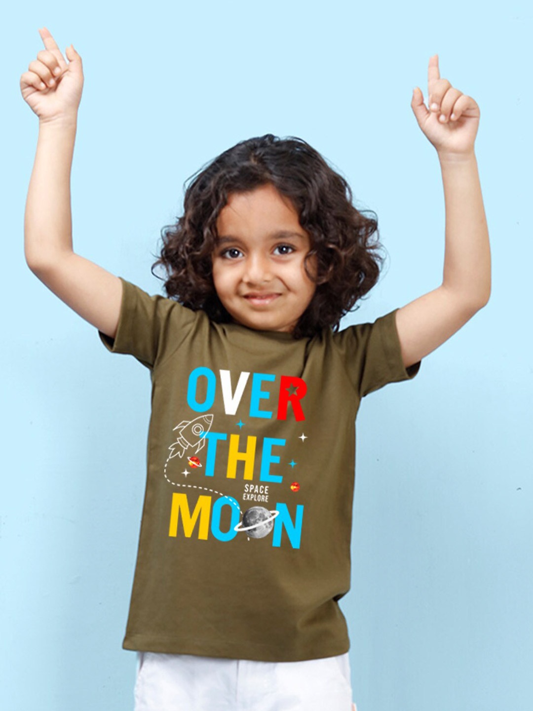 

NUSYL Boys Typography Print Round Neck T-shirt, Olive