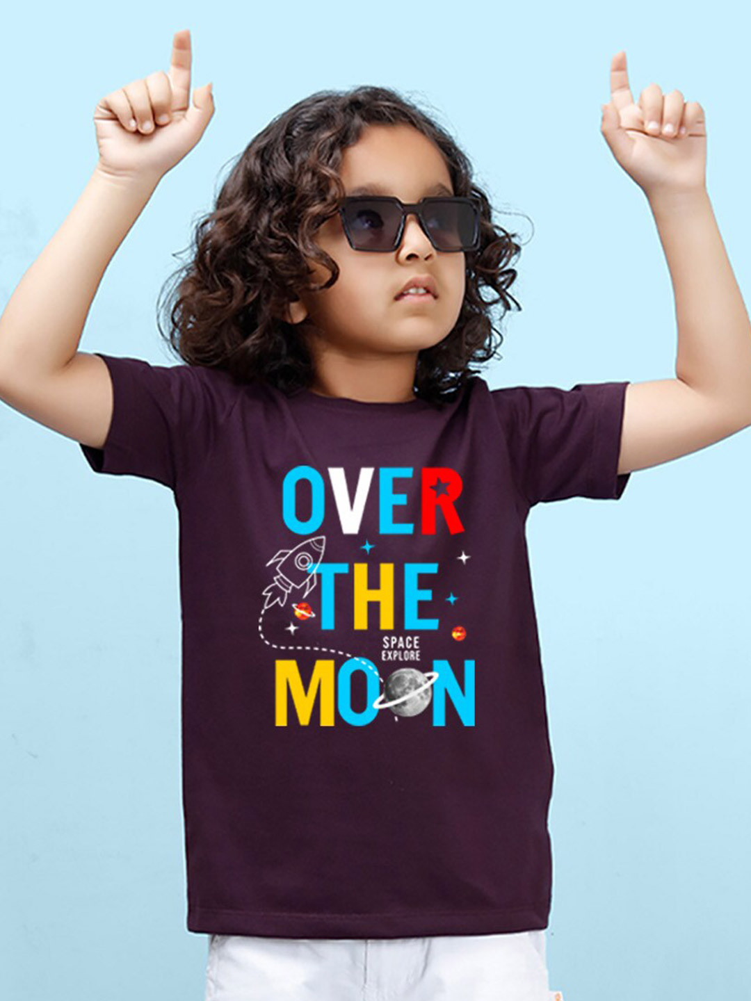 

NUSYL Boys Printed Round Neck T-shirt, Purple