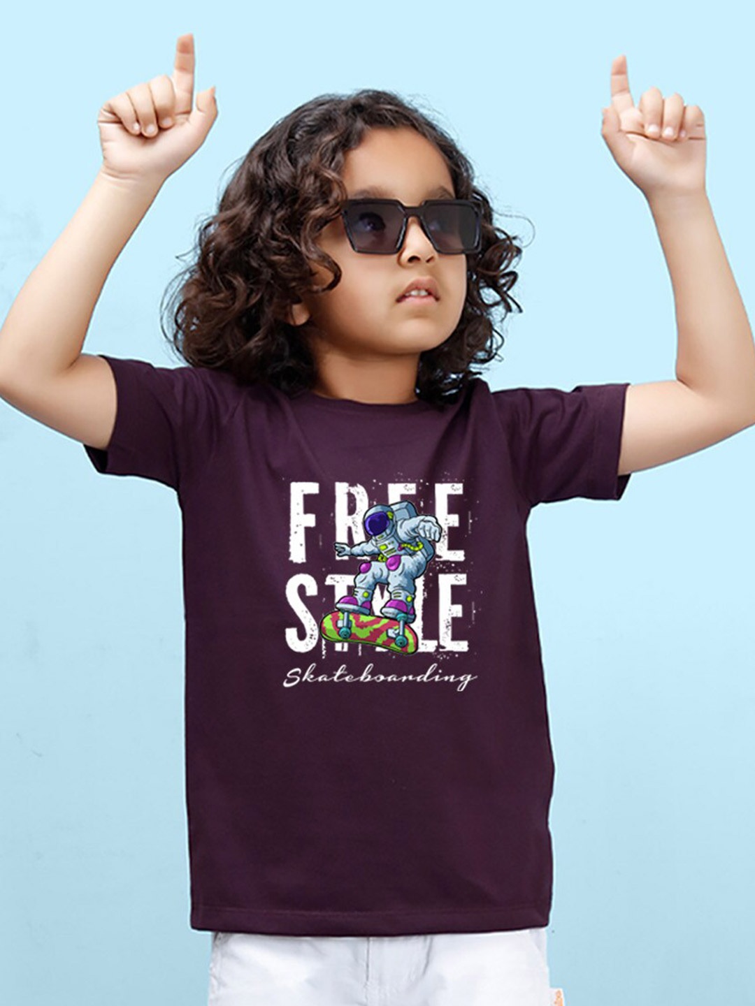 NUSYL Boys Typography Printed T-shirt, Purple
