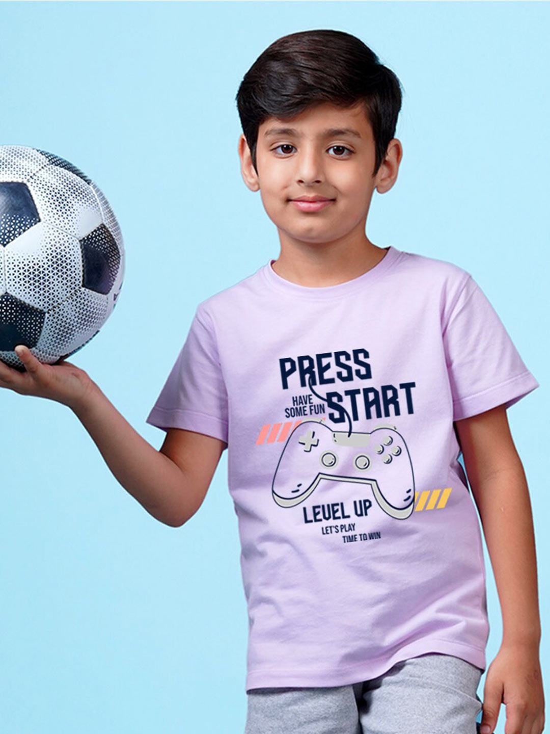 

NUSYL Boys Typography Printed Knitted T-shirt, Purple
