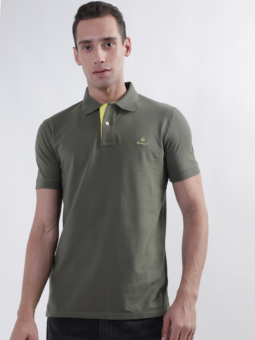 

GANT Men Polo Collar Slim Fit T-shirt, Green