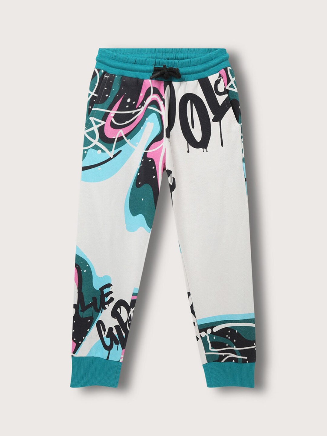 

Blue Giraffe Boys Printed Pure Cotton Joggers, White