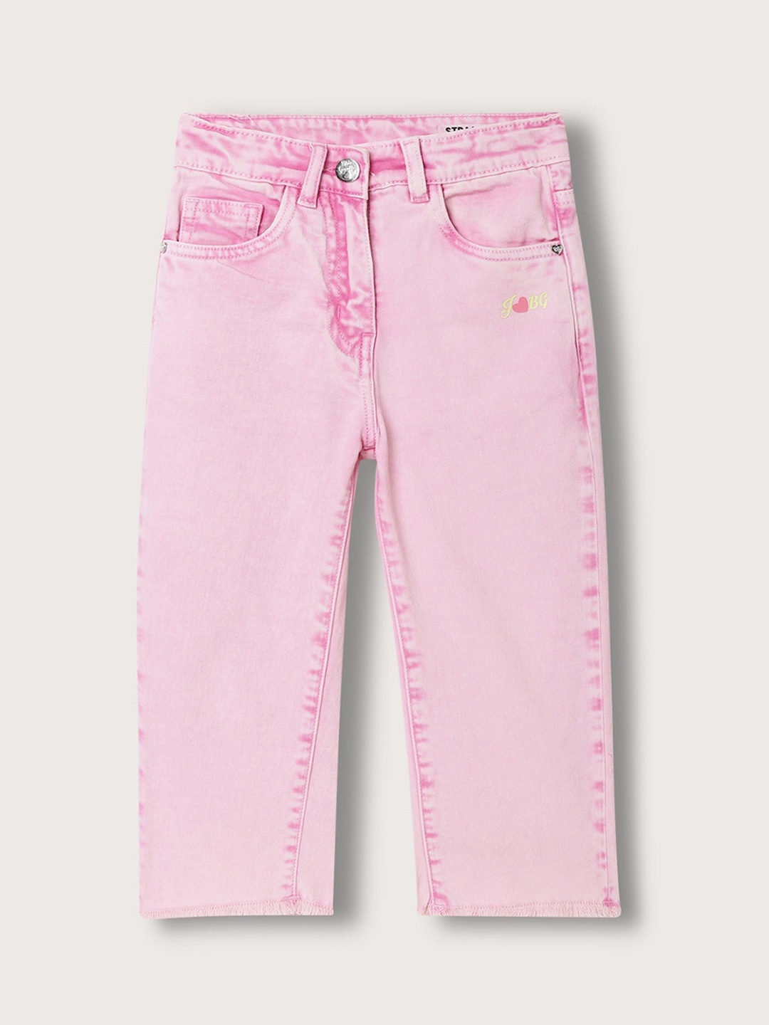 

Blue Giraffe Girls Mid-Rise Washed Stretchable Jeans, Pink