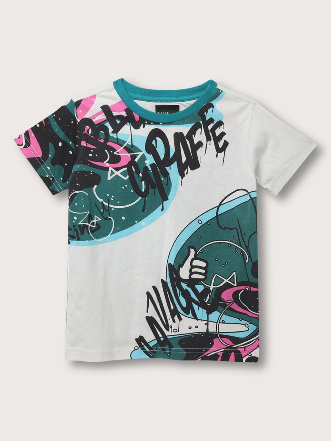 

Blue Giraffe Boys Printed Pure Cotton T-shirt, White