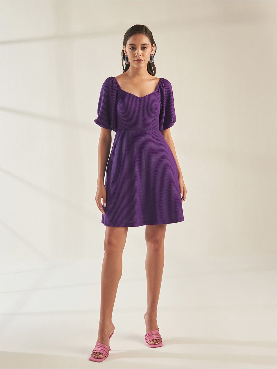 

Femella Square Neck Fit & Flare Dress, Purple