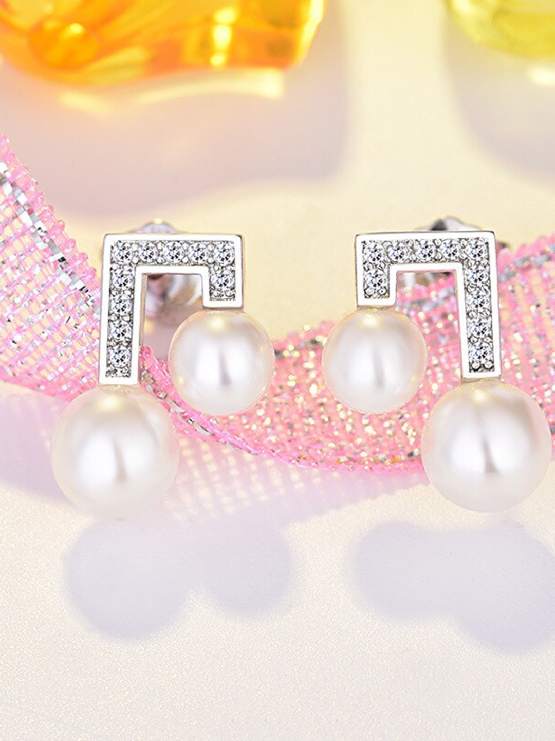 

Shining Diva Fashion Silver-Plated Contemporary Studs