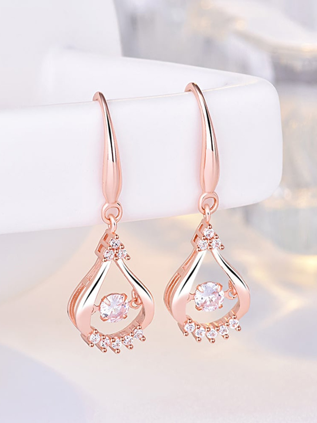 

Shining Diva Fashion Gold Plated Crystals Contemporary Drop Earrings