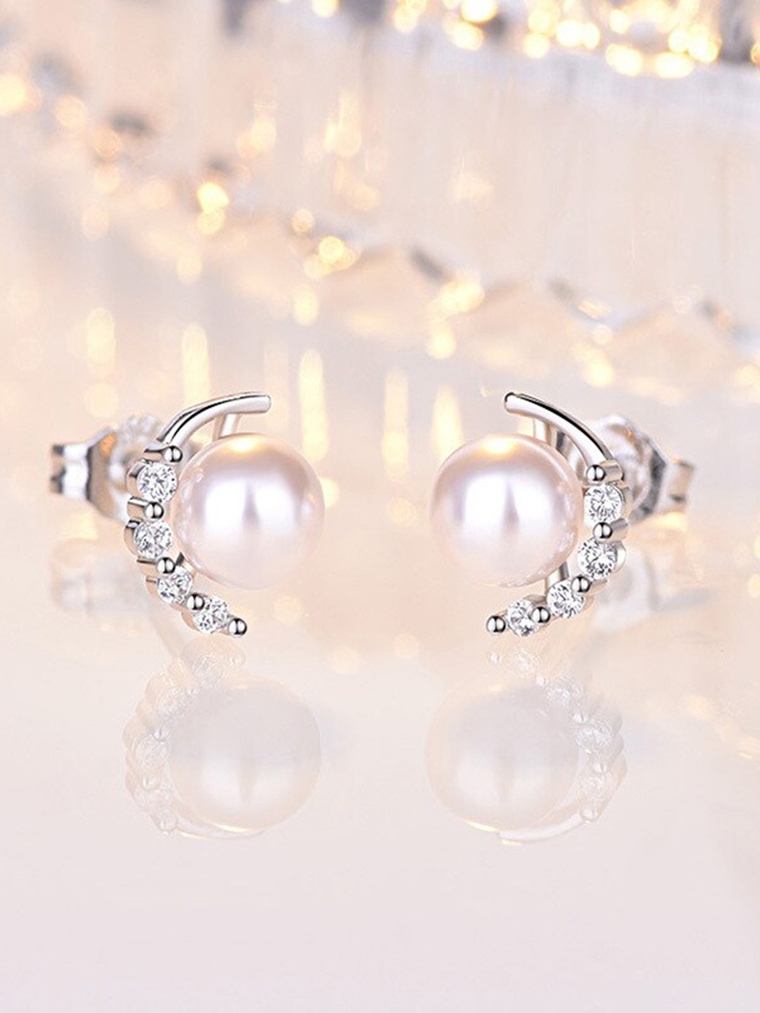 

Shining Diva Fashion Silver-Toned Contemporary Studs Earrings