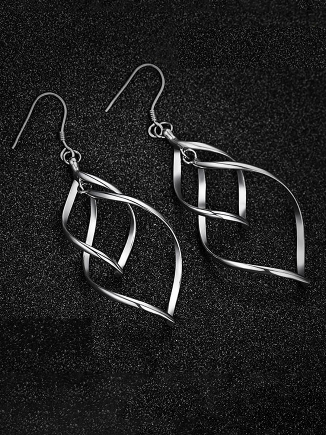 

Shining Diva Fashion Silver-Toned Contemporary Drop Earrings
