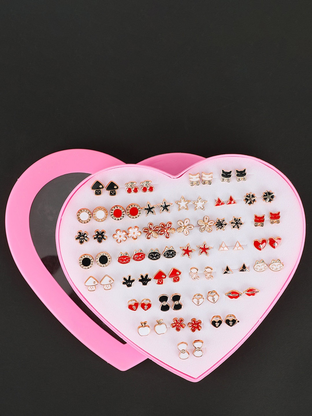 

Shining Diva Fashion Set of 36 Gold-Plated Contemporary Studs, Red