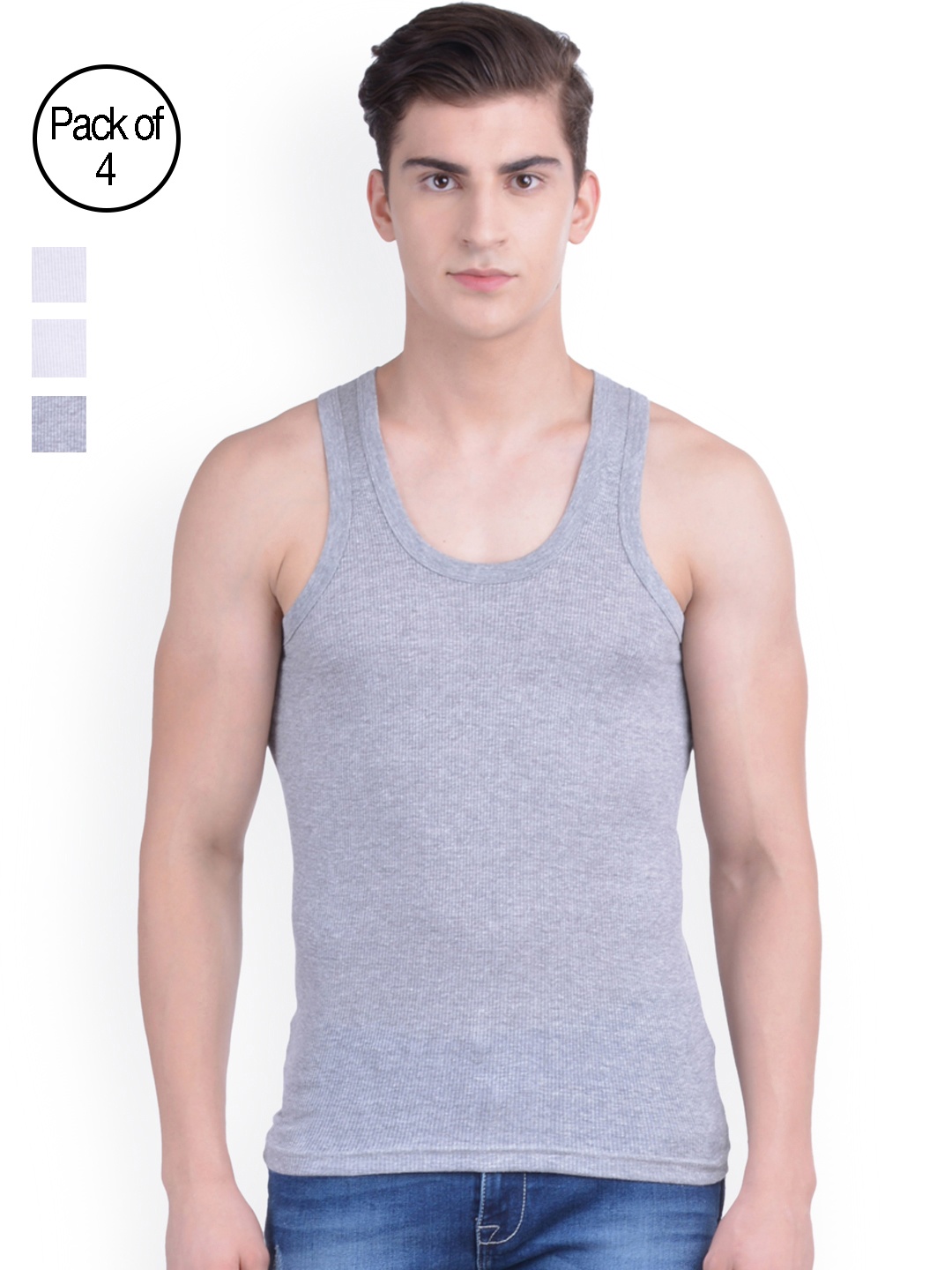 Dollar Bigboss Pack of 4 Cotton Innerwear Vests MDVE-04-R1-PO4, White