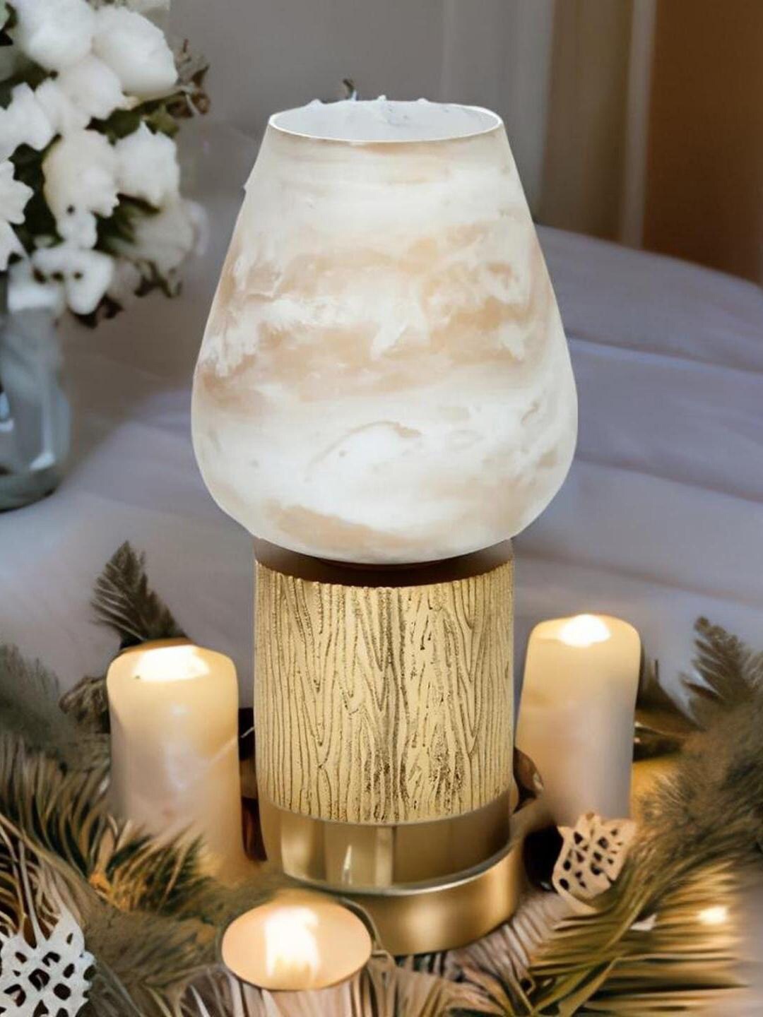 

Athome by Nilkamal White Textured Candle Stand