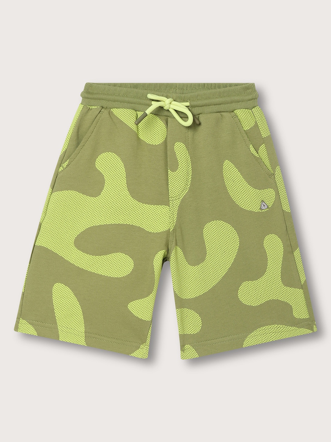 

Blue Giraffe Boys Printed Cotton Shorts, Olive