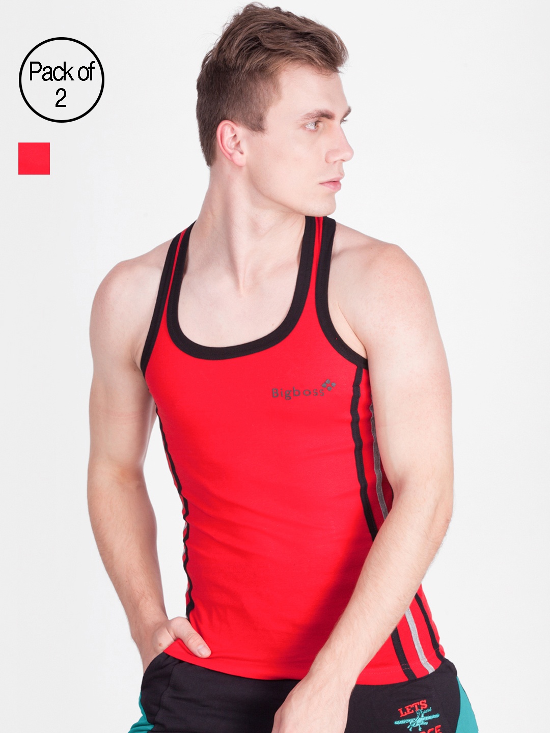 

Dollar Bigboss Pack of 2 Cotton Racerback Styled Innerwear Vests MDBB-14-RED-PO2