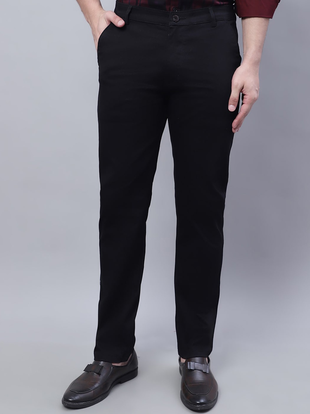 

Rodamo Men Mid-Rise Slim Fit Formal Trousers, Black