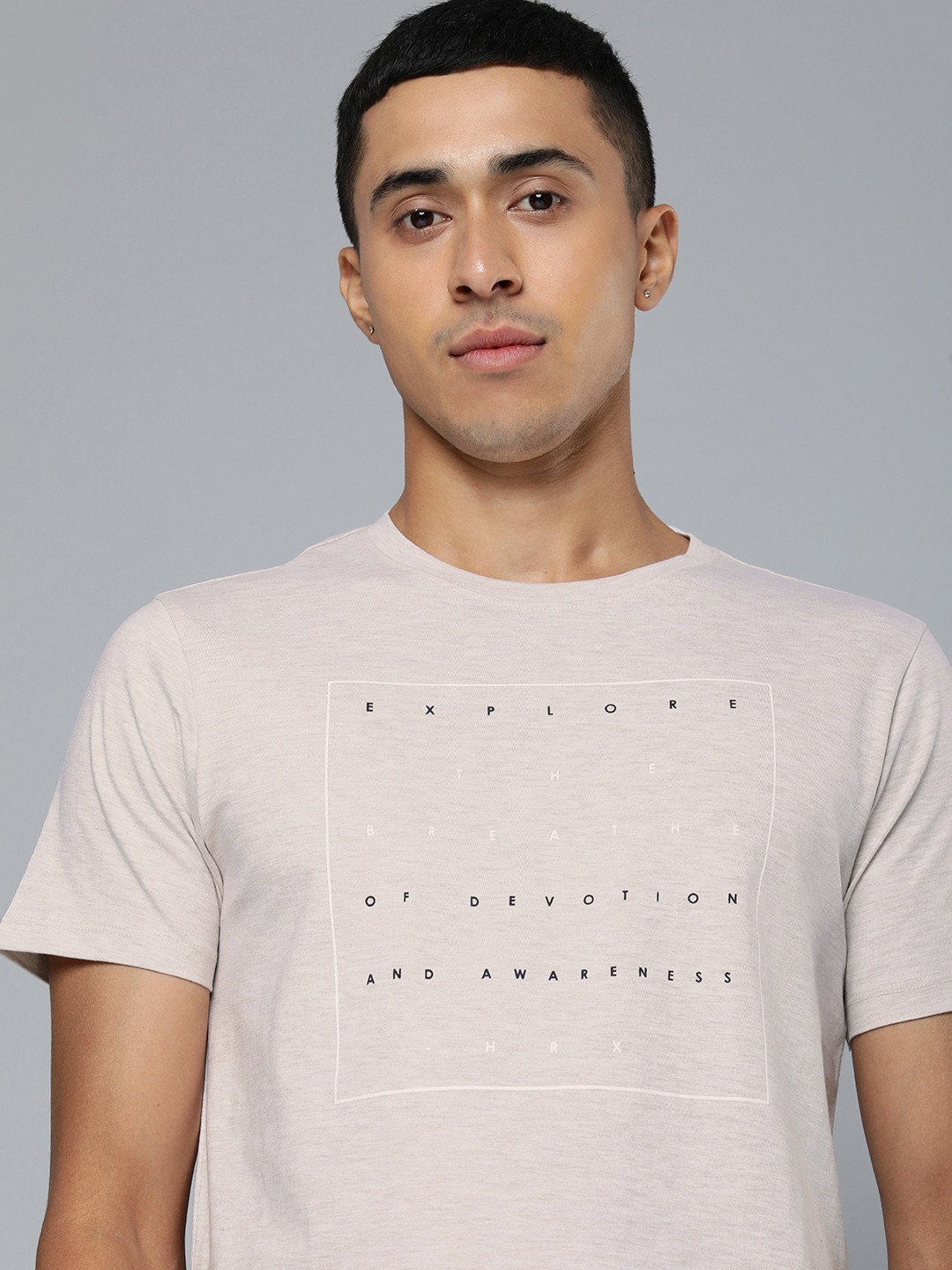 

HRX by Hrithik Roshan Men Typography Printed T-shirt, Beige