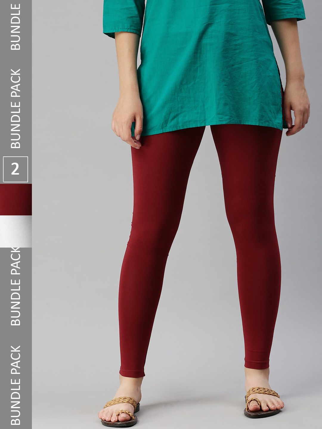 

De Moza Women Pack Of 2 Ankle-Length Leggings, White