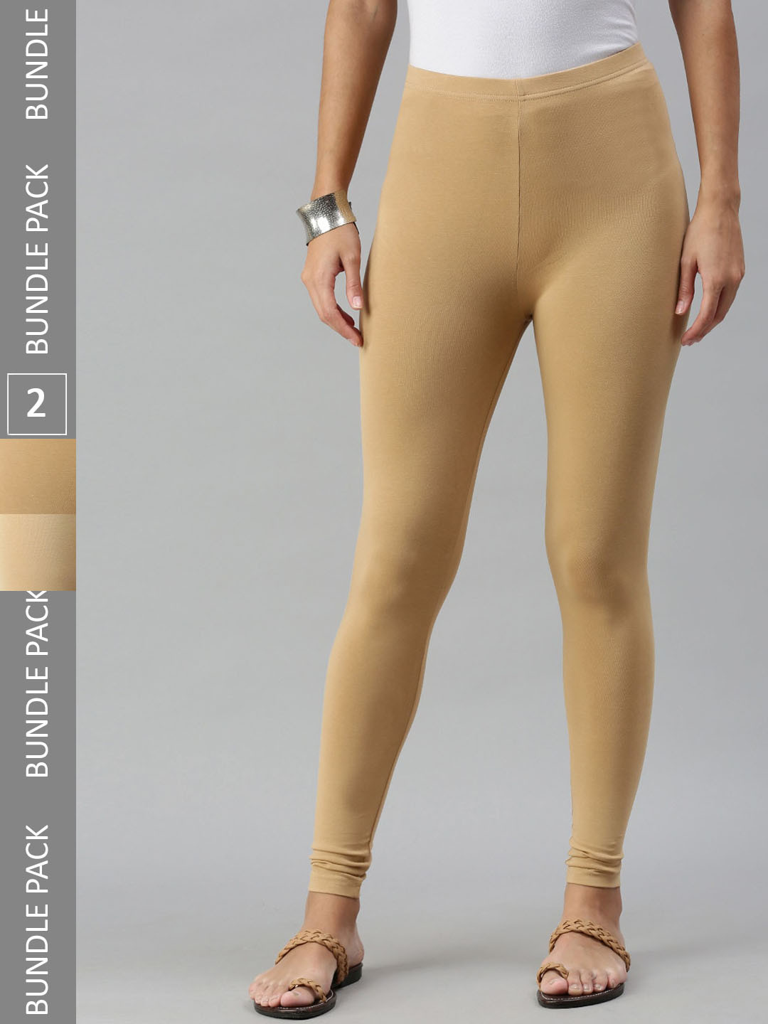 

De Moza Women Pack Of 2 Ankle-Length Legging, Beige