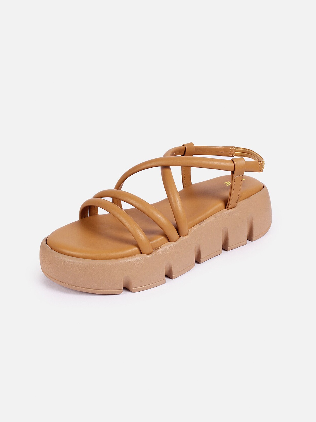 

Lavie Strappy Open Toe Flatform Heels With Backstrap, Camel brown