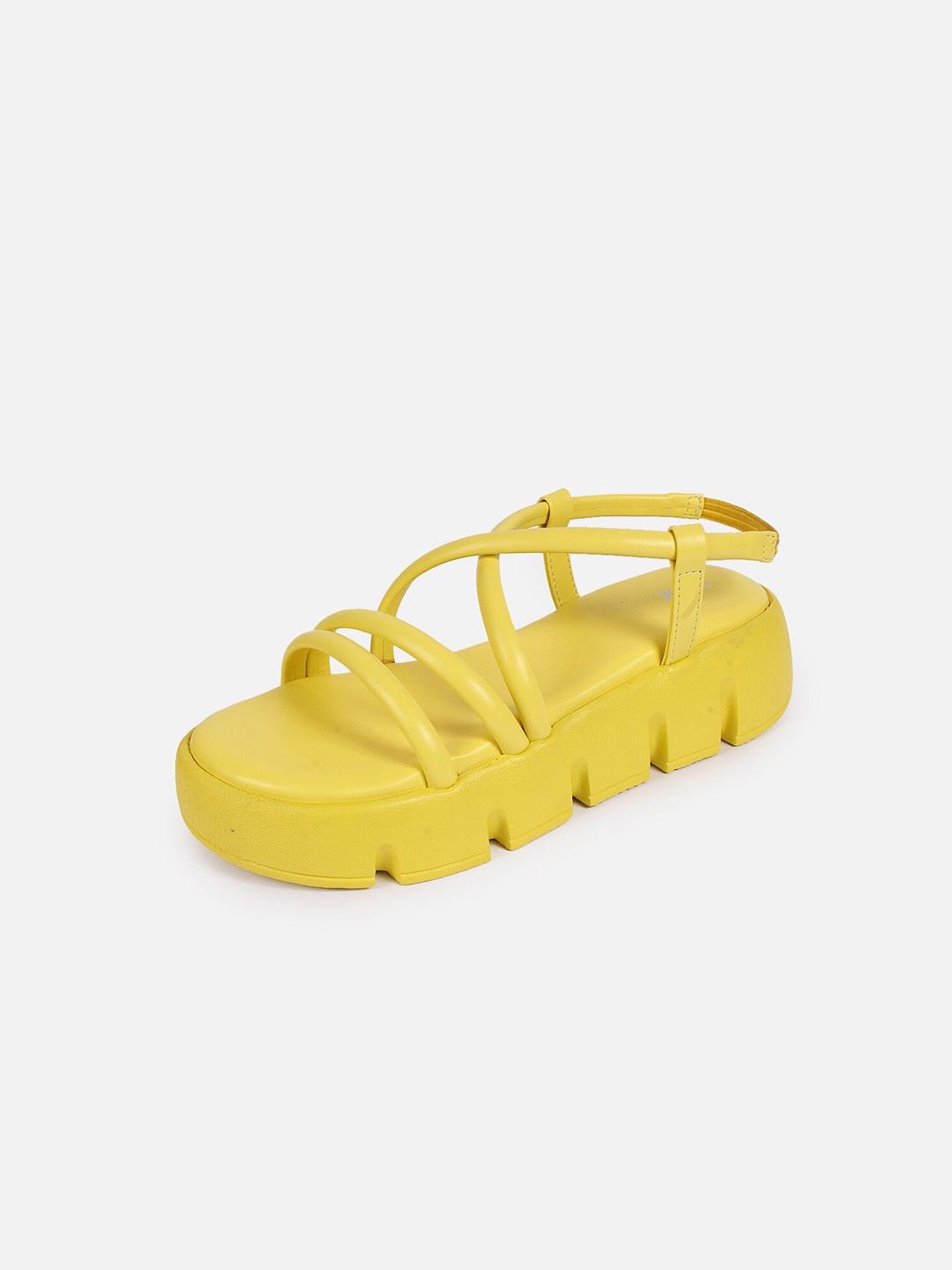 

Lavie Strappy Open Toe Flatform Heels With Backstrap, Yellow